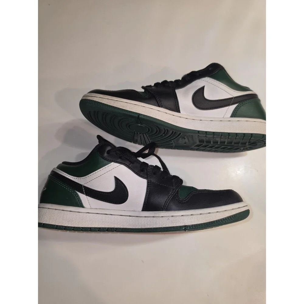 Nike Air Jordan 1 Low Green Toe Basketball Men Sz 7 GS 5Y Retro Black 553558-371